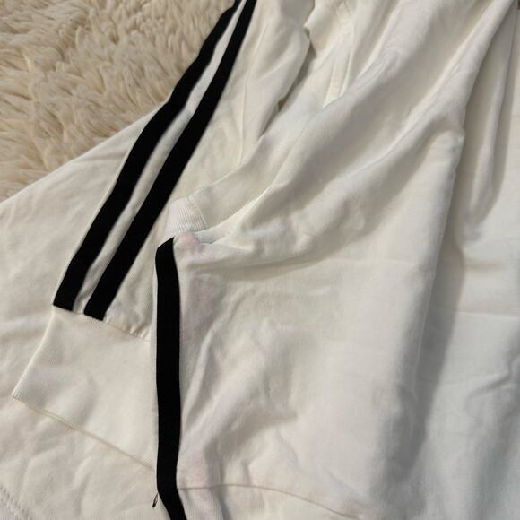 Adidas Originals Long Sleeve Tee White Black 3 Stripe Logo Small - Picture 2 of 4